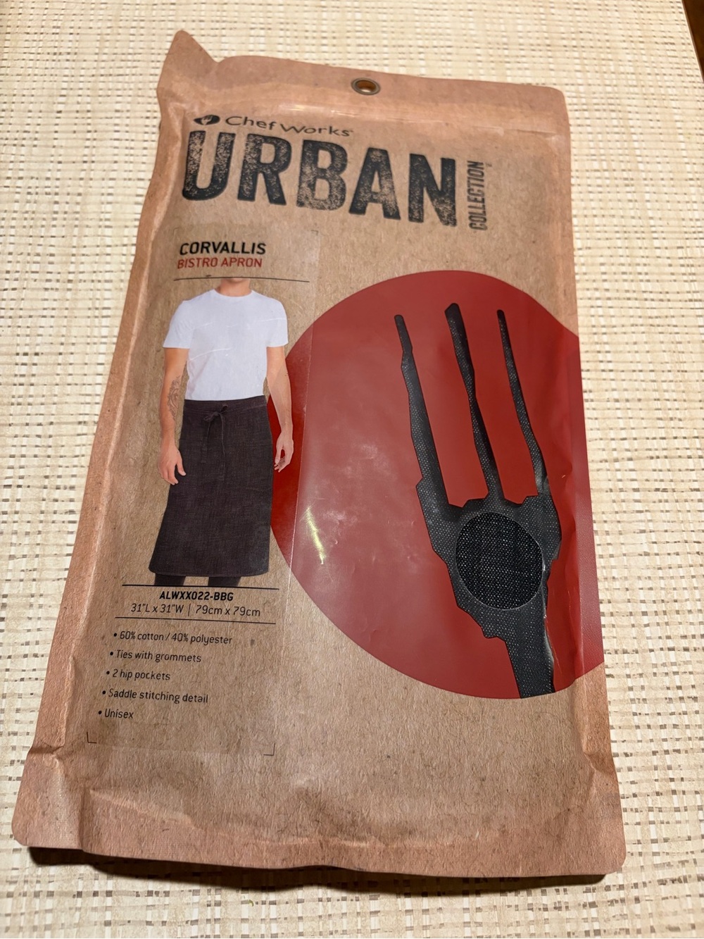 6 Bistro Aprons Chef Works Urban Corvallis in Black bundle of 6